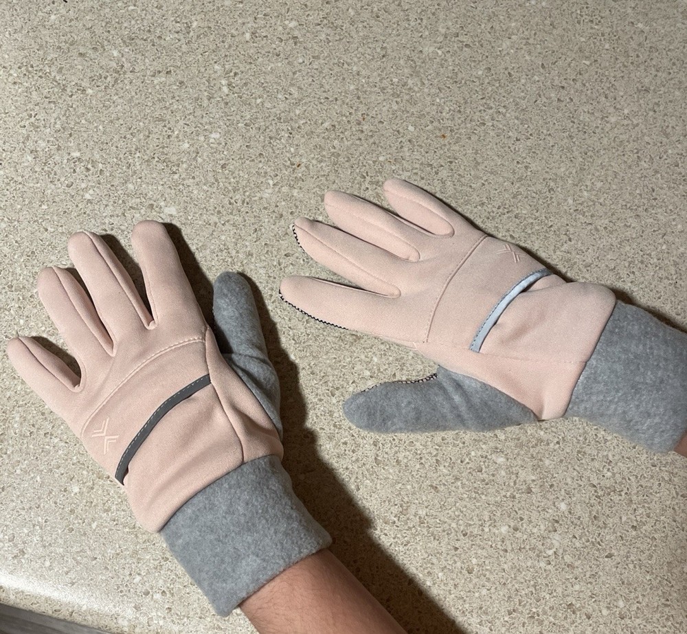Xersion Women's Touch Screen Workable Pink & Grey Gloves Fits Small & Medium