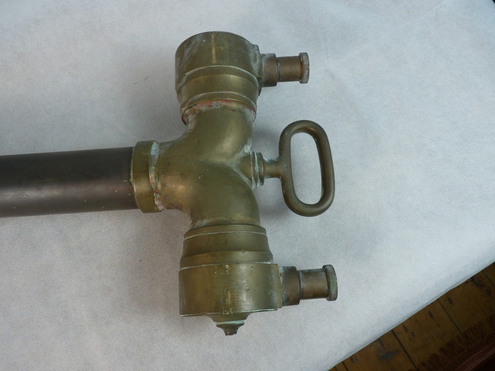 LARGE ANTIQUE SOLID BRASS FIRE BRIGADE HYDRANT STANDPIPE 29" TALL- COLLECTABLE