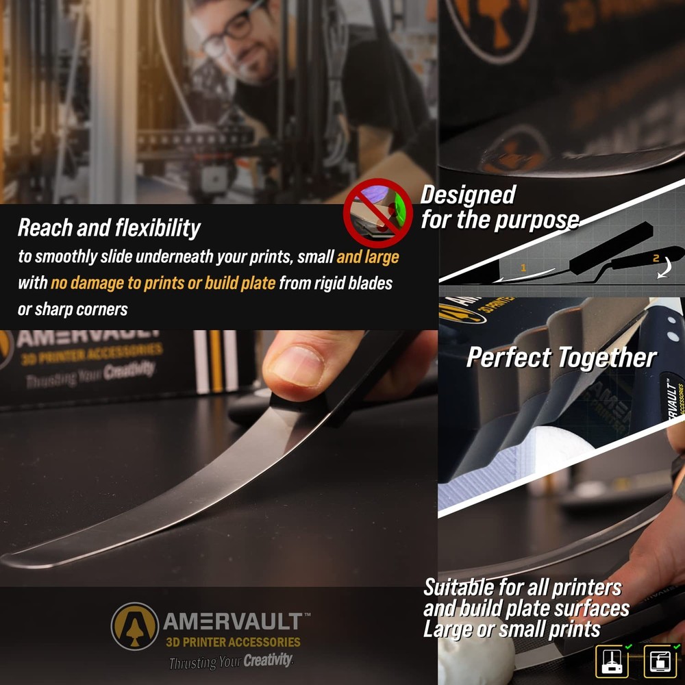 Premium 3D Print Removal Tool Kit - Durable Printer Tools with Black