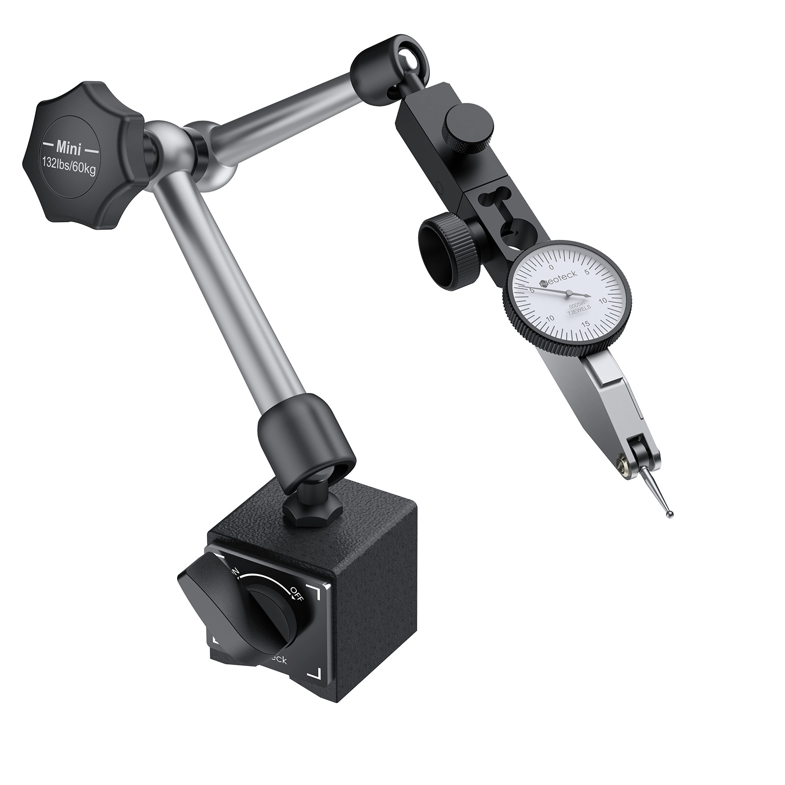Neoteck 0.03"Digital Dial Indicator 0.0005"Magnetic Base Stand Machine Measuring