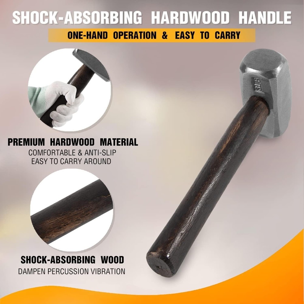Blacksmith 3LB Handmade Forge Hammer for Farrier, Knife Maker, Forging Tool