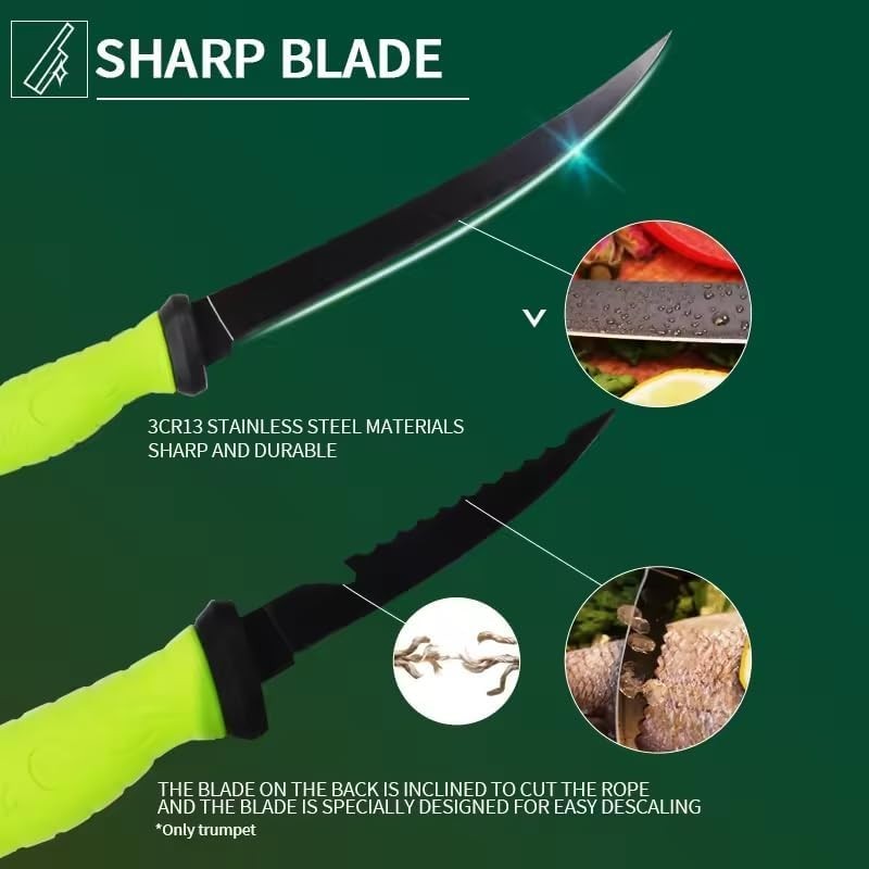 Fish Fillet Knife Set w/ Stainless Steel Bone Knife Sheath, Sharpener & Gloves