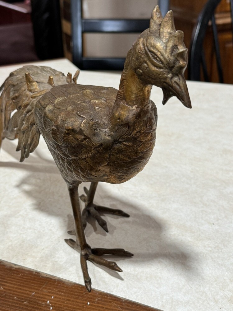 Vintage Chinese Solid Bronze Rooster