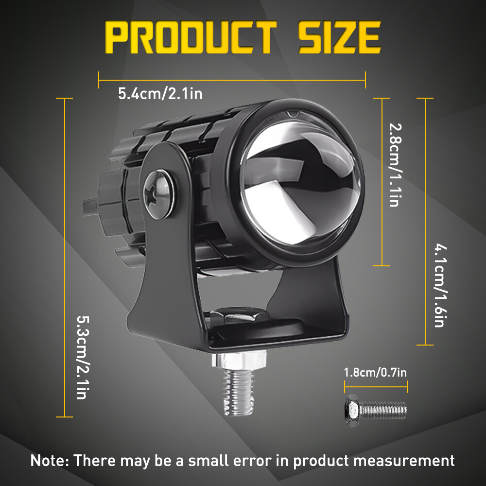 2x Motorcycle LED Headlight Fog Driving Spot Auxiliary Light Lamp Yellow White