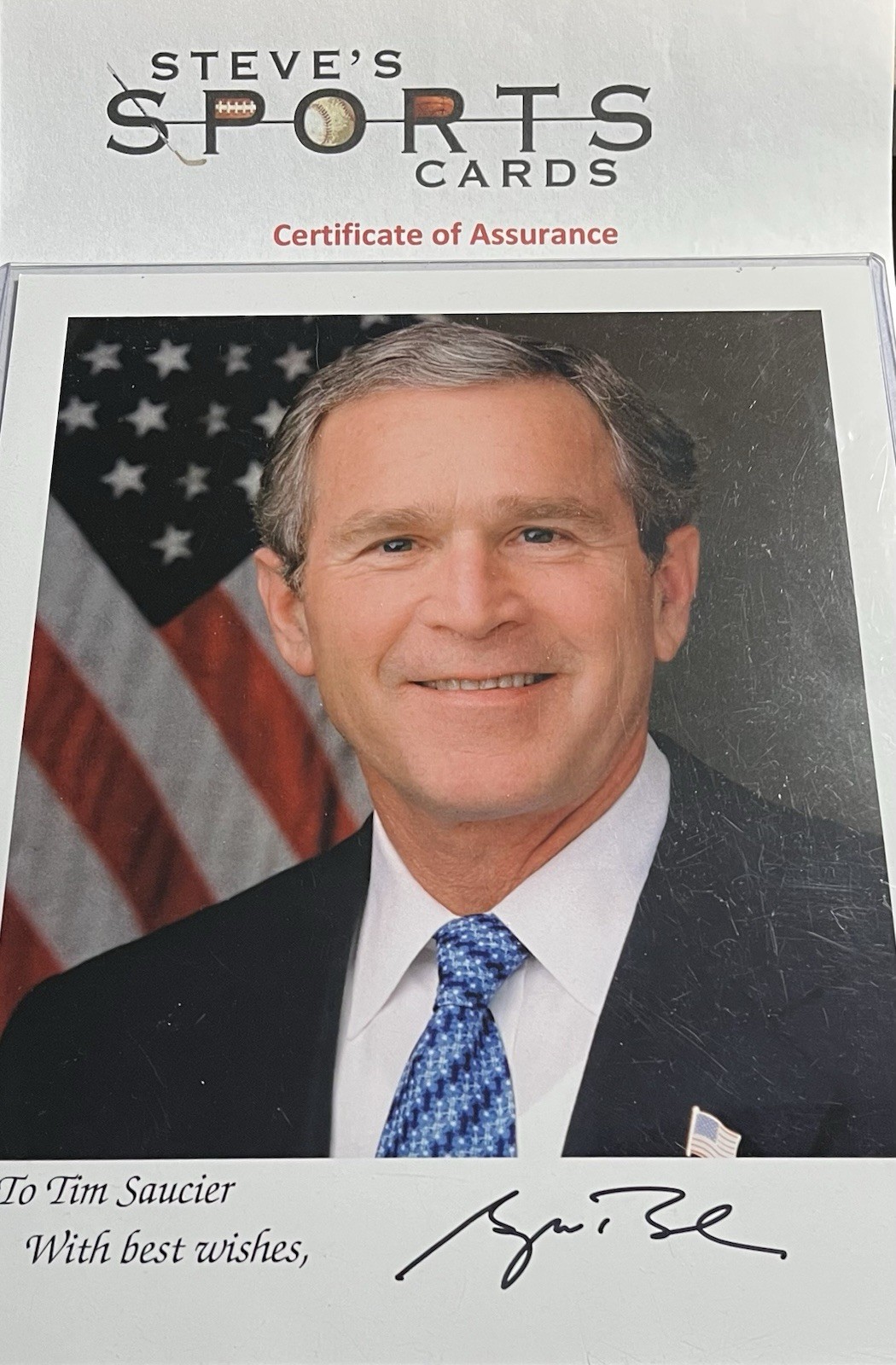 President George W. Bush Autopen Signed 8x10 Photograph w/ Top Loader & COA