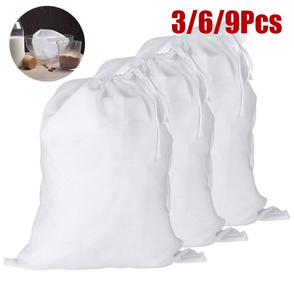 3/6/9X Reusable Fine Mesh Nut Milk Cheese Cloth Bag Cold Brew Coffee Filter Bag