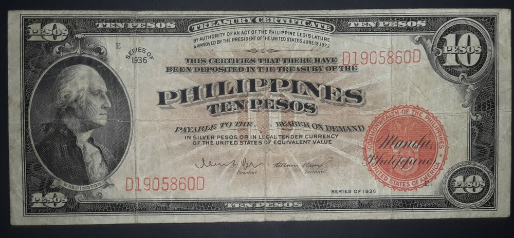 Philippines 10 Pesos 1936 P-84