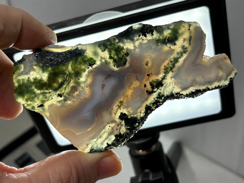 Semi-translucent Moss Agate Slabs Cabbing Lapidary Combo Ship Avail