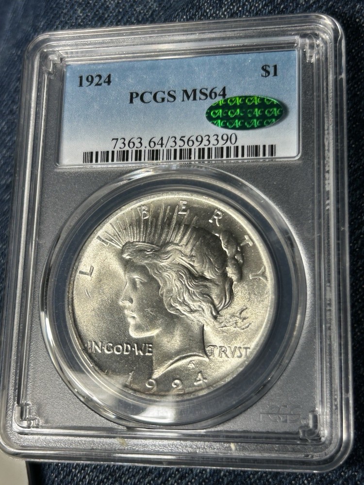 1924  PCGS MS64  PEACE DOLLAR  CAC