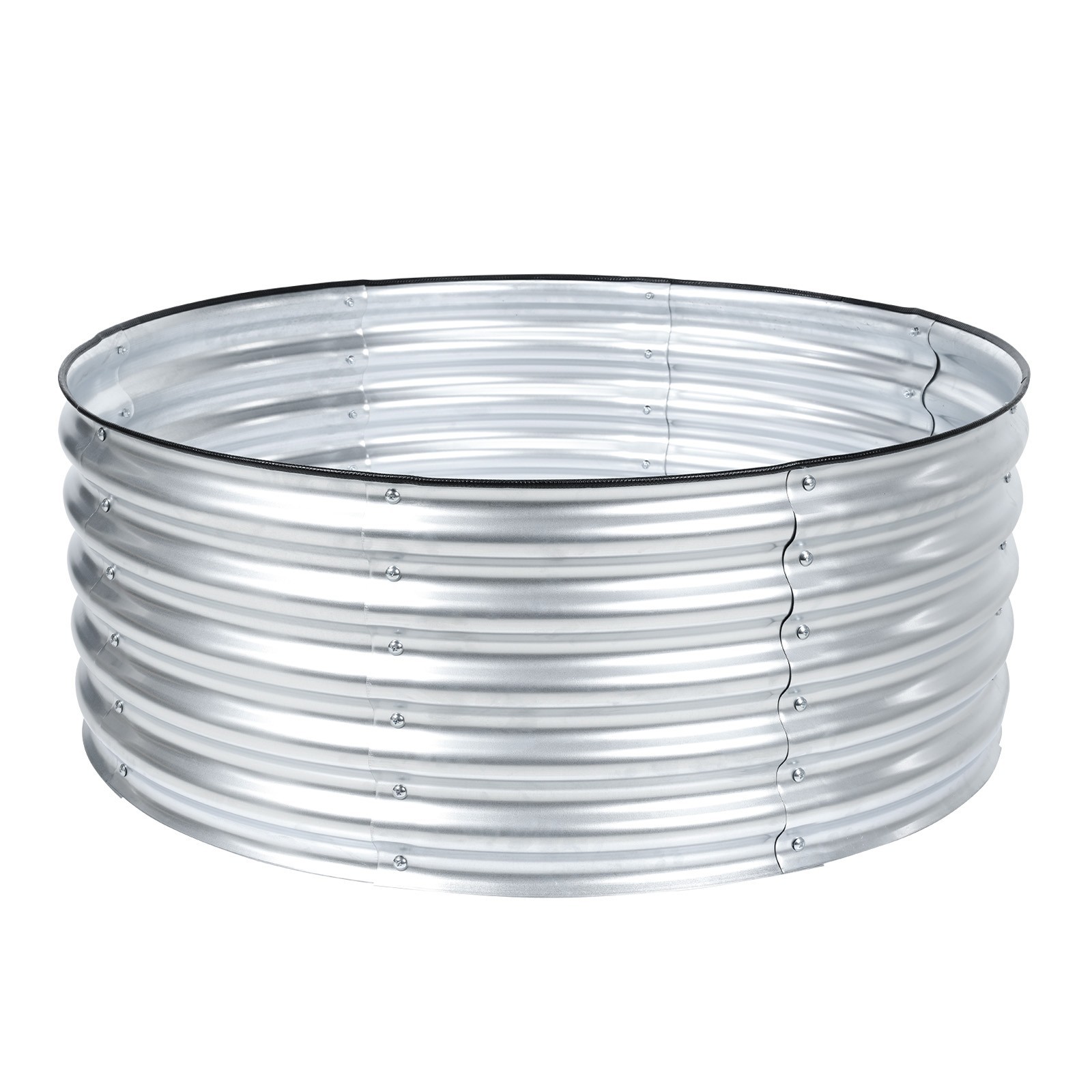 Aoodor 17" Tall 42" Round Metal Raised Garden Bed Kit Outdoor Planter Box Silver