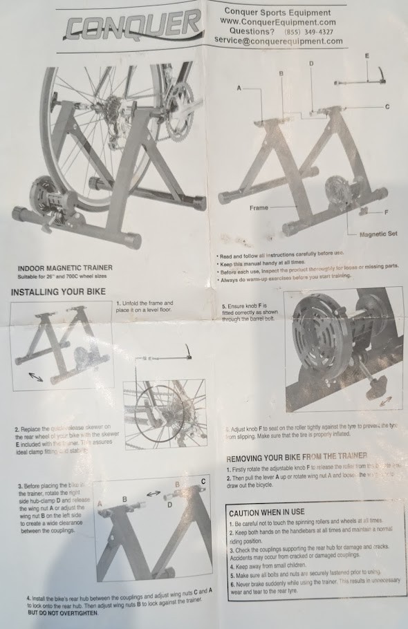 CONQUER Indoor Magnetic Resistance Bicycle Trainer