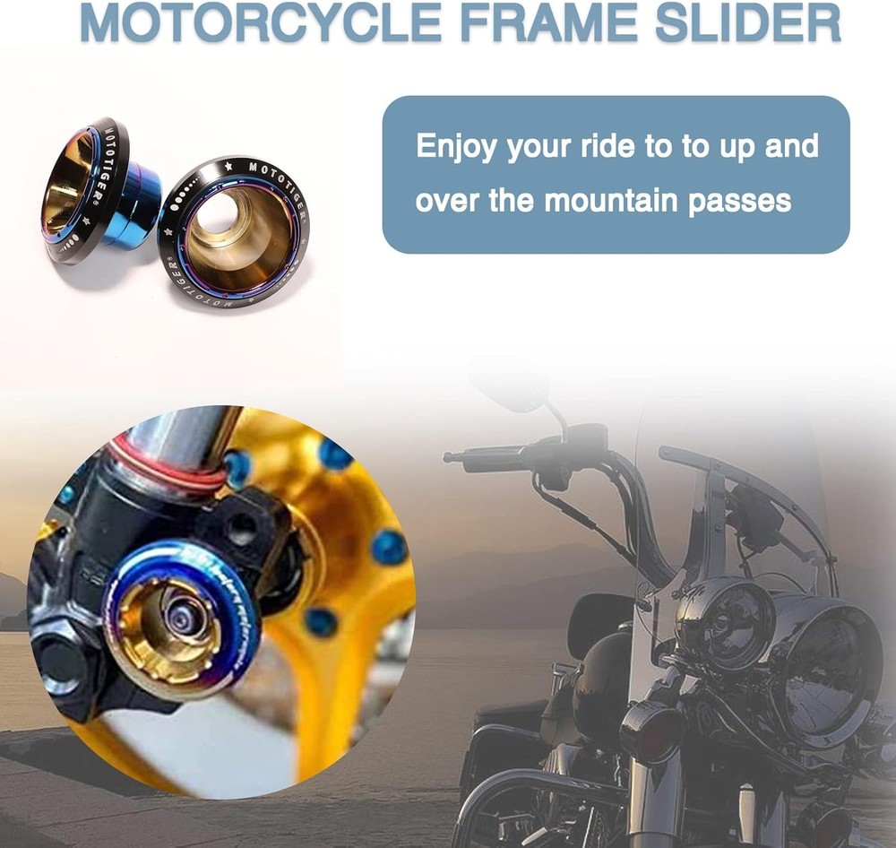 Motorcycle Frame Sliders CNC Aluminum Front Fork Wheel Crash Protector 2 Pack
