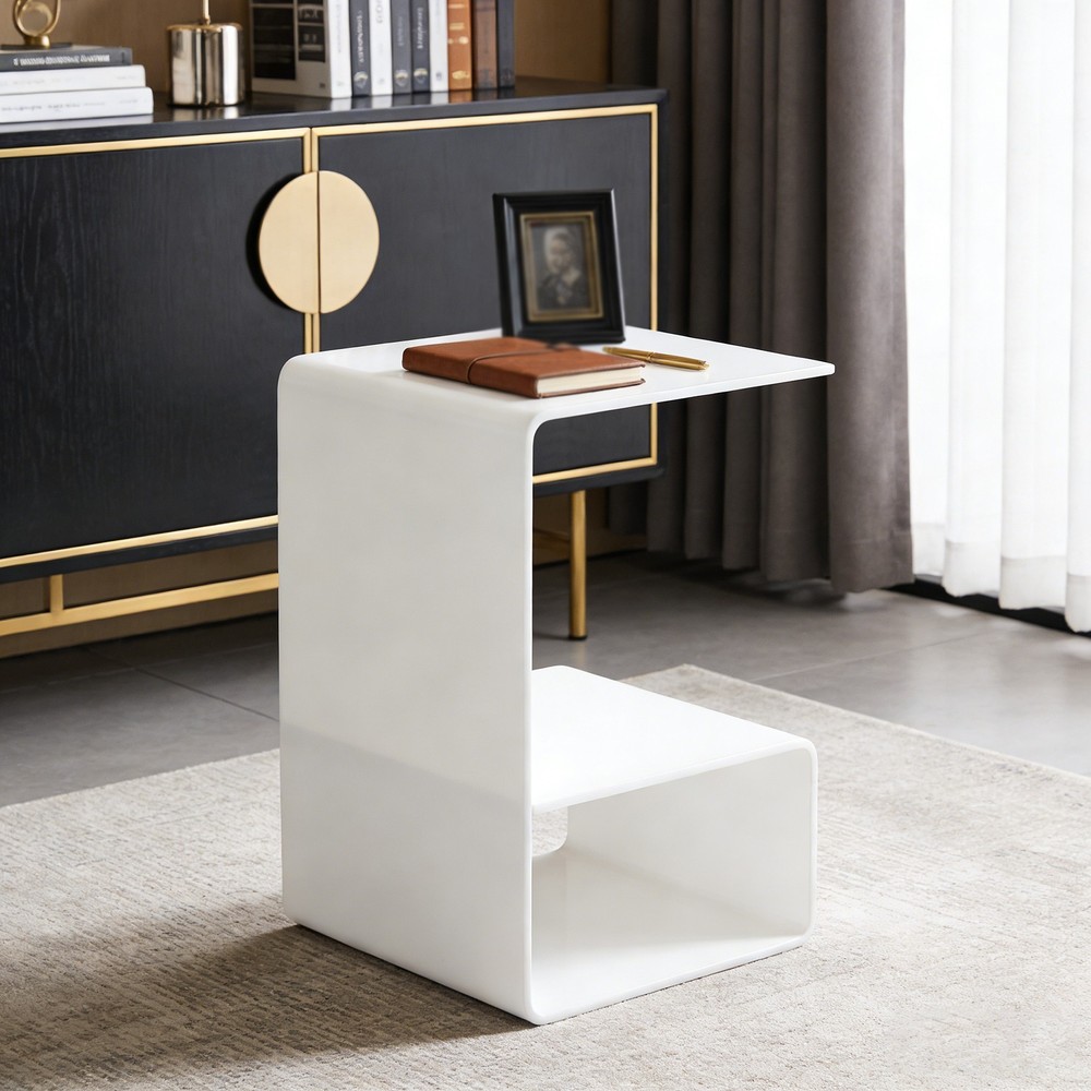 White End Table Acrylic Side Tables Free Standing Bedside Table No Assembly