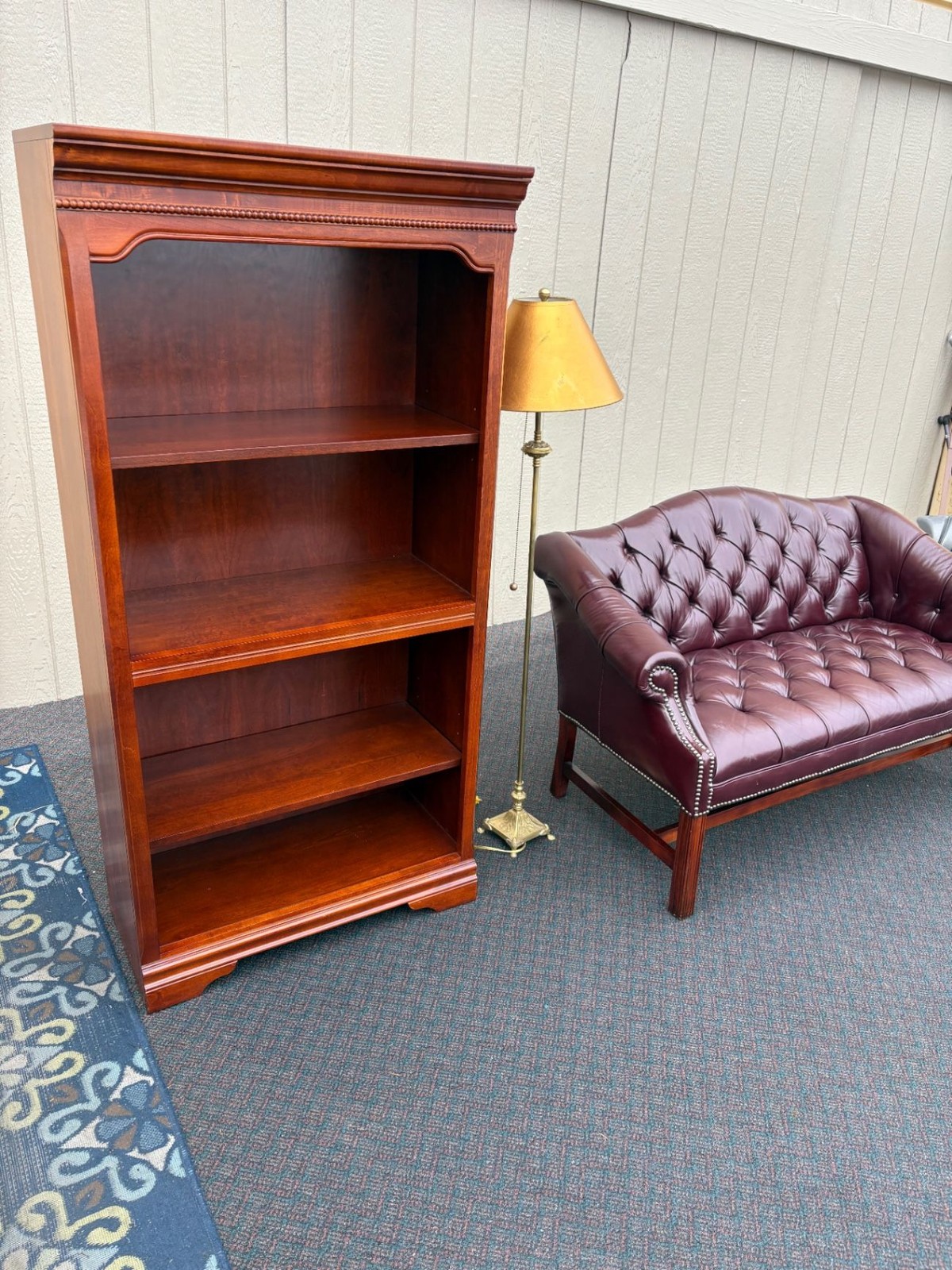 67505 Traditional Cherry Wood Bookcase with Beaded Trim Detail