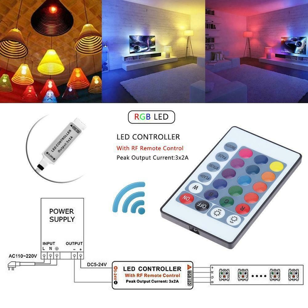 16.4Ft Billiard pool table decorative RGB Lights Remote Control light strip
