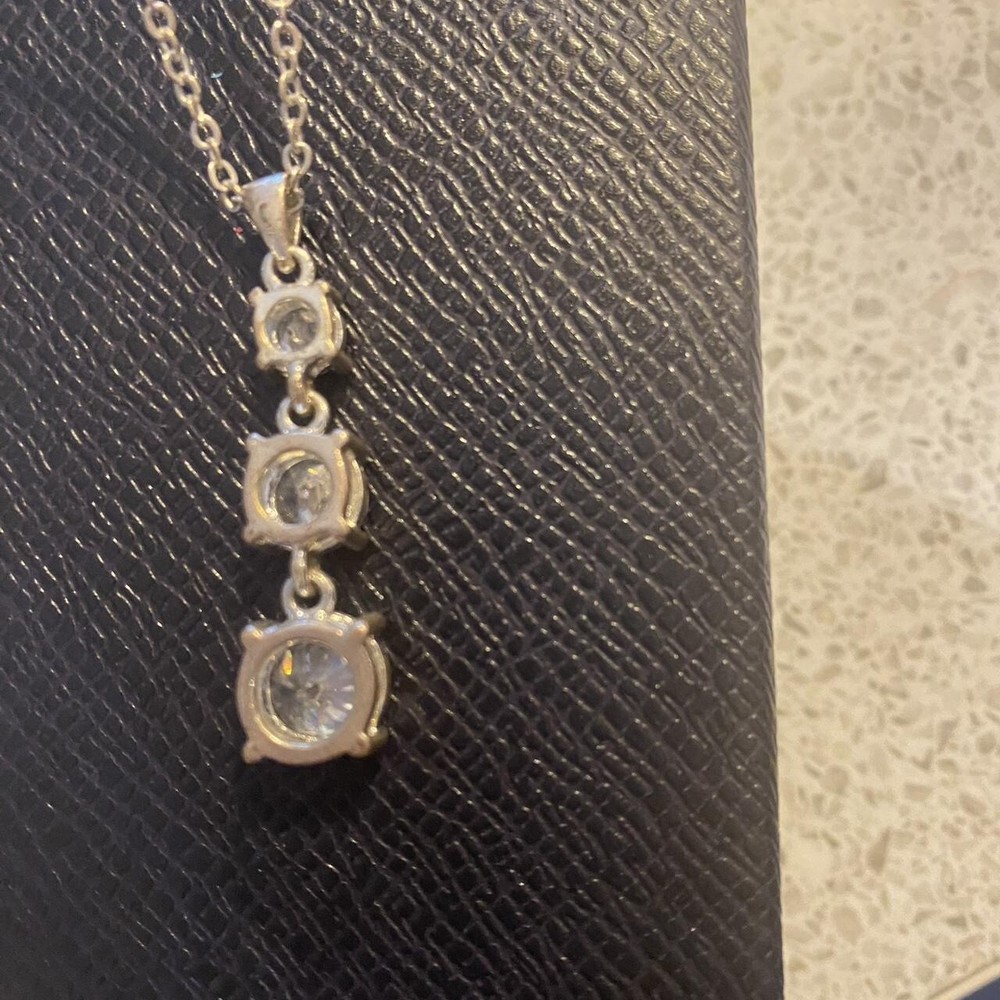 White Stone Square Pendant, Chain and earrings set