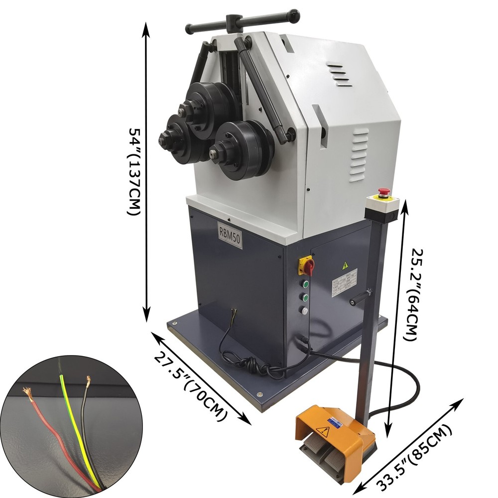 220V Vertical RBM50 Roll Bender Electric Three-Roller Round Bending Machine