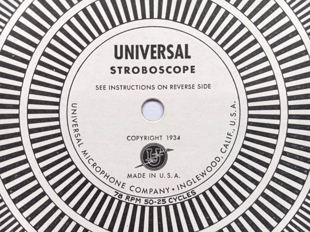 1944 UNIVERSAL STROBOSCOPE PHONOGRAPH & RECORDER TURNTABLE SPEED INDICATOR