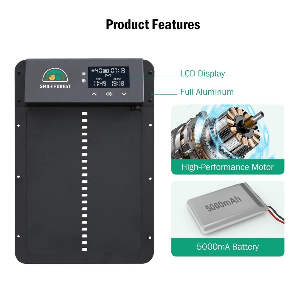 Automatic Chicken Coop Door with Light Sensor & Timer Control - Multi-Mode Ch...