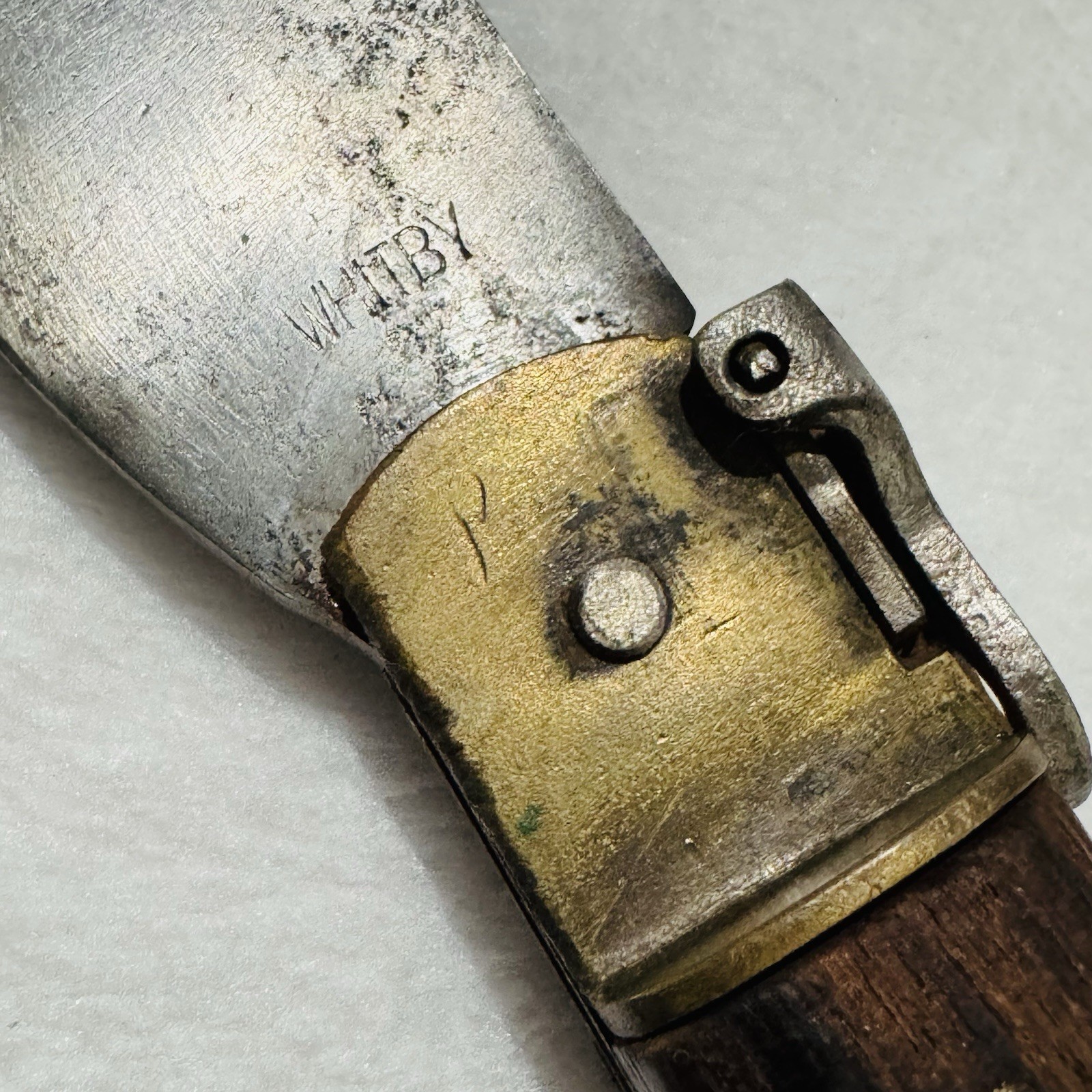 Whitby-Foreign-Roncola-Pruning-Thatcher-Bill-Hook-Knife-W/-Brown-Wooden-Handle