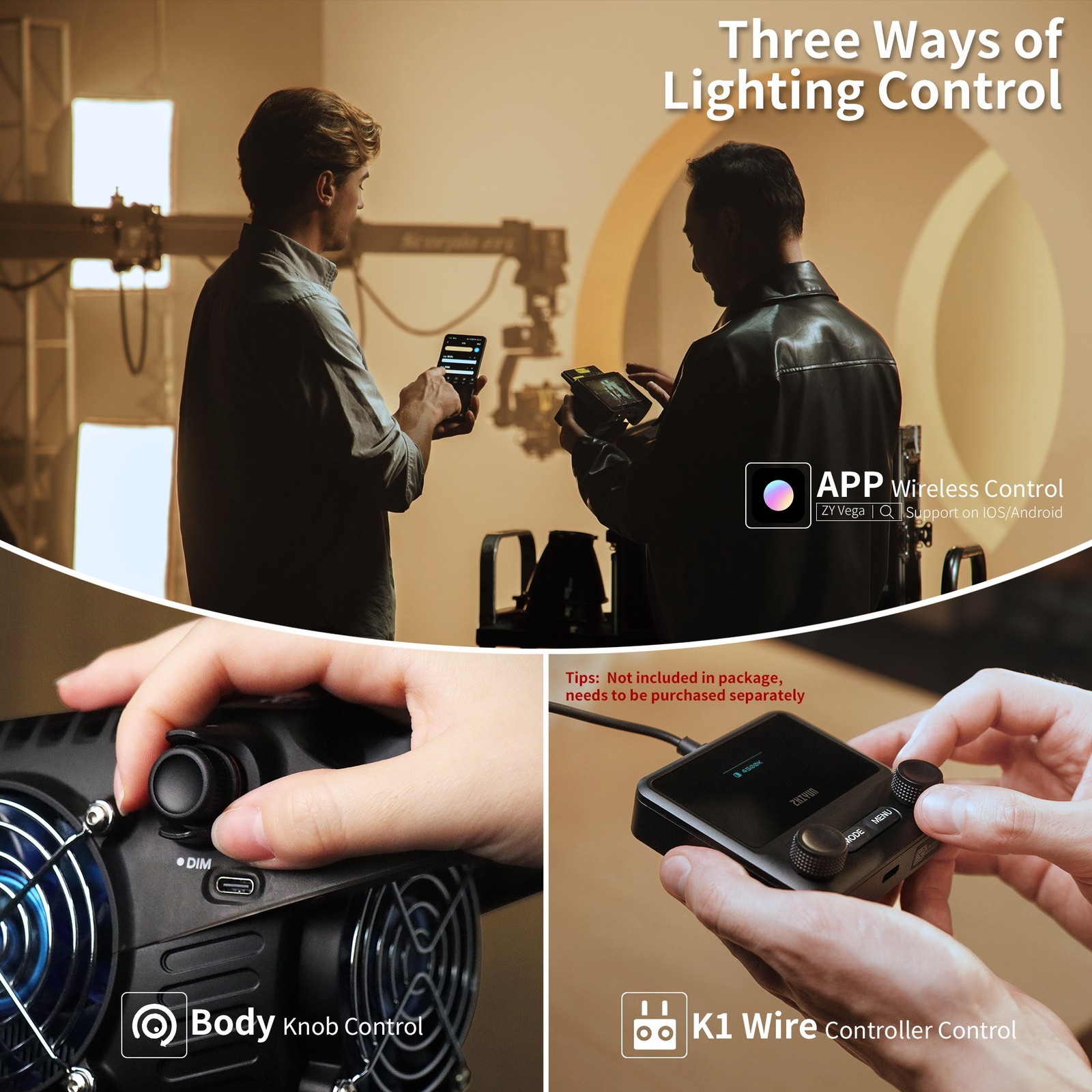 Zhiyun Molus B200 COB Video Light 200W Bi-Color 2700K-6500K APP Control Dimmable