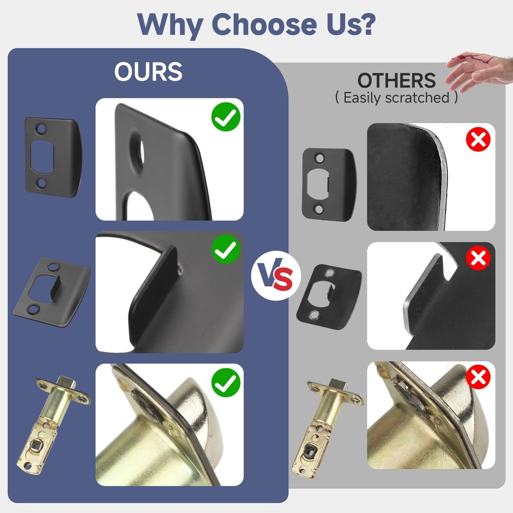 Estmoon 5 Pack Matte Black Door Handles Interior Door Knobs, Keyless Privacy ...