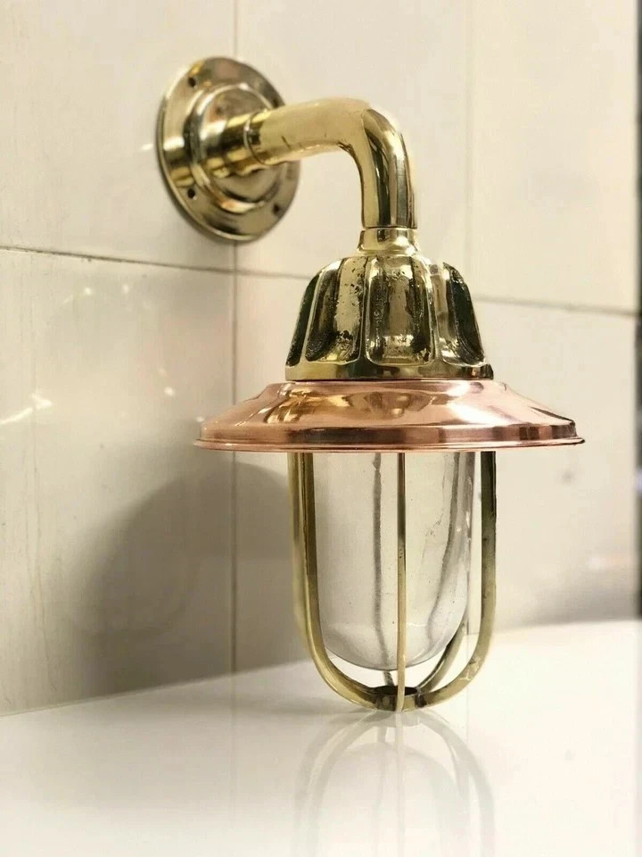 Nautical Marine Solid Brass Passageway Ship Bulkhead Light - Copper Shade 3pcs