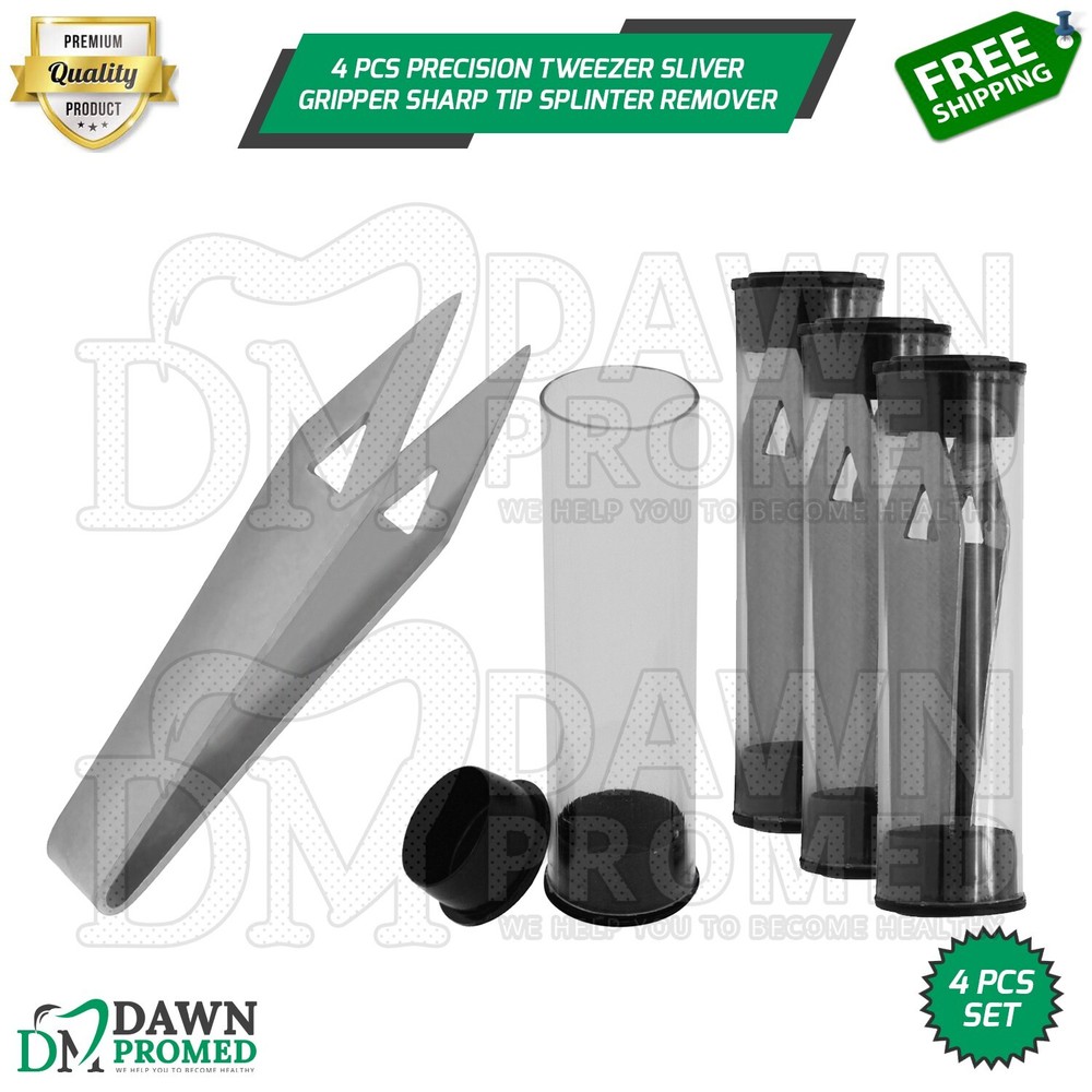 4 Pcs Precision Tweezer Silver Gripper Sharp Tip Splinter Remover Tweezer Set