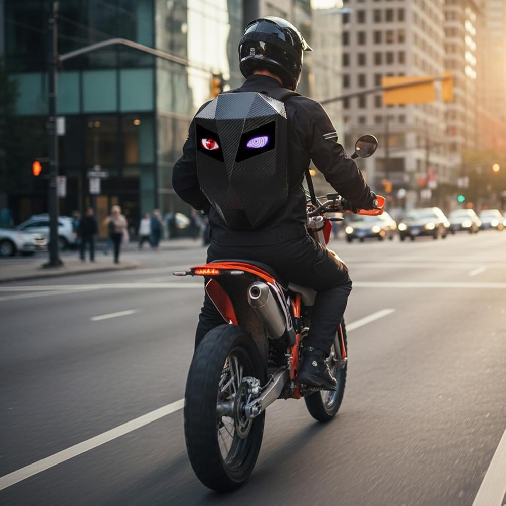 Waterproof Motorcycle LED Knight Backpack Laptop Bag DIY programming Backpack 3D