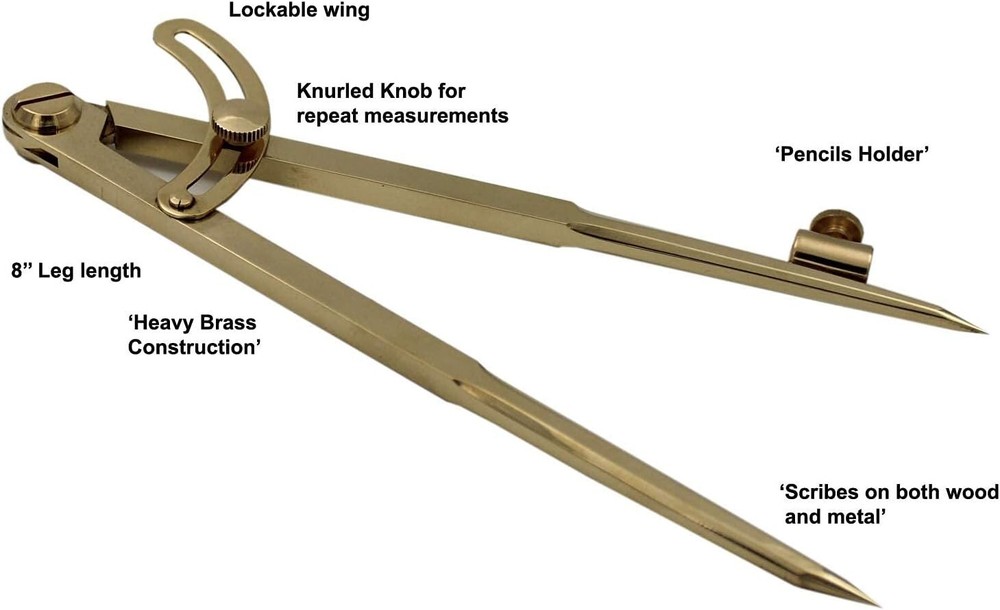 8 Inch Large Pencil Marking Compass Circle Leather Scratch Compass Maker Scriber