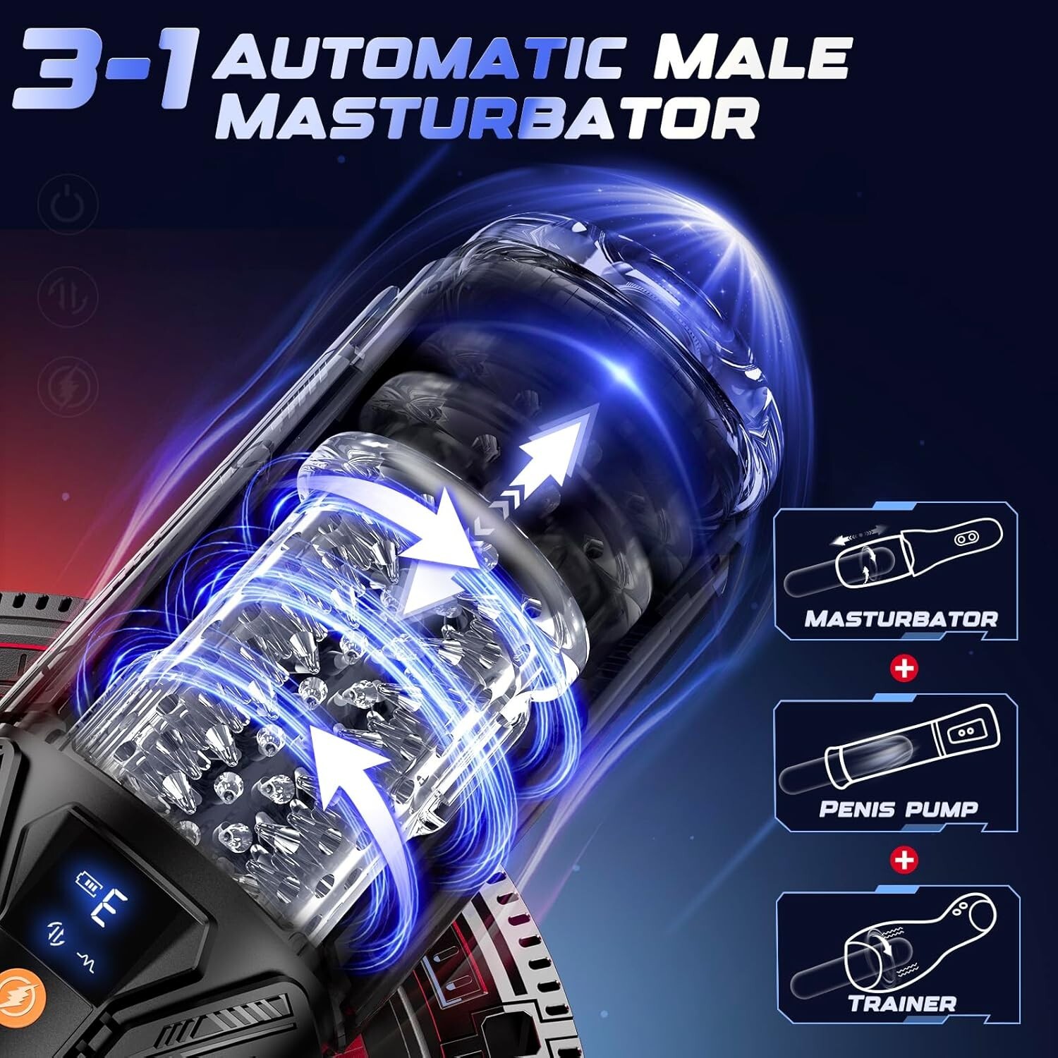 Male Masturbaters Automatic HandsFree Rotating Cup Thrusting Stroker Lubricants