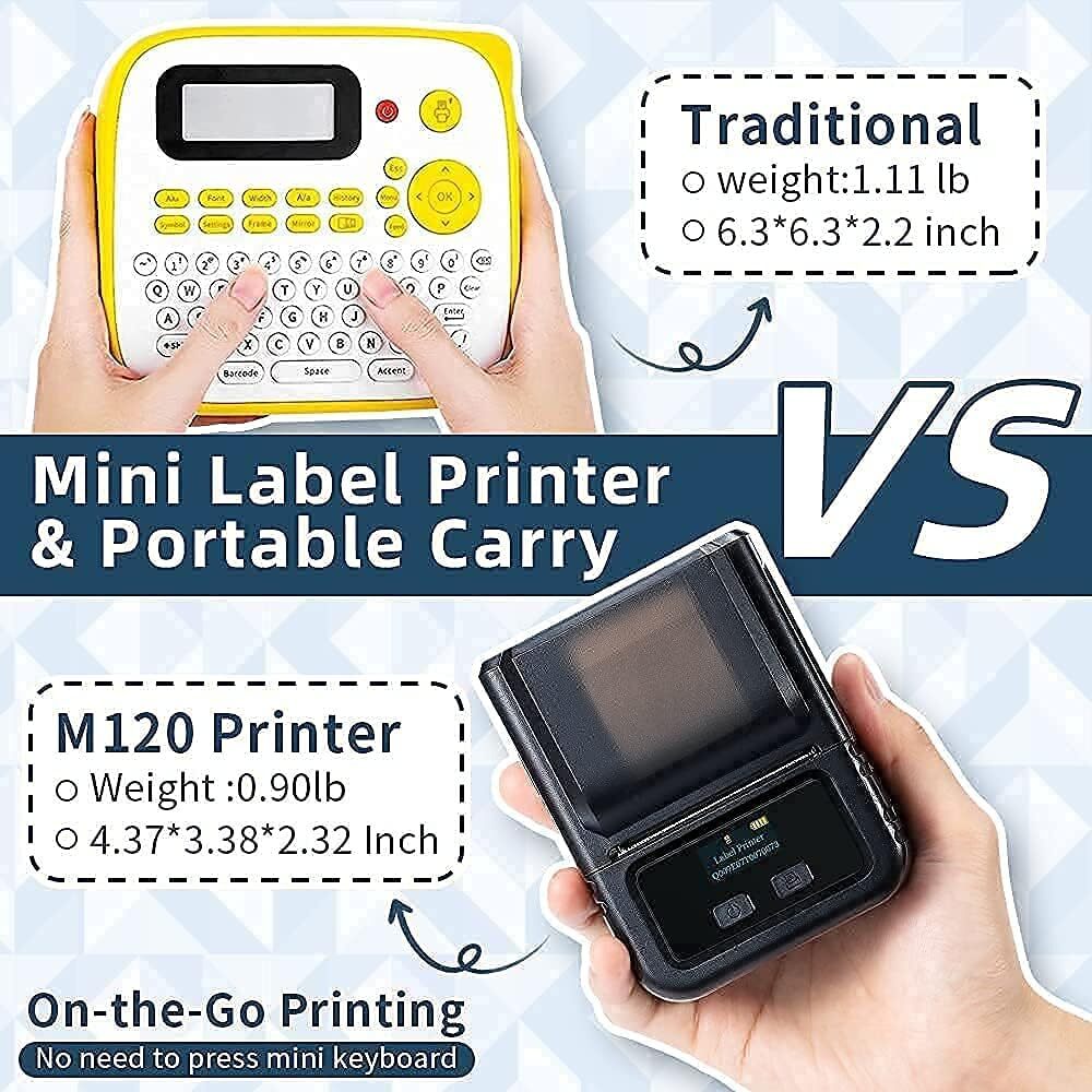 Label Printer M120 Label Maker Barcode Printer Portable Bluetooth Label Maker