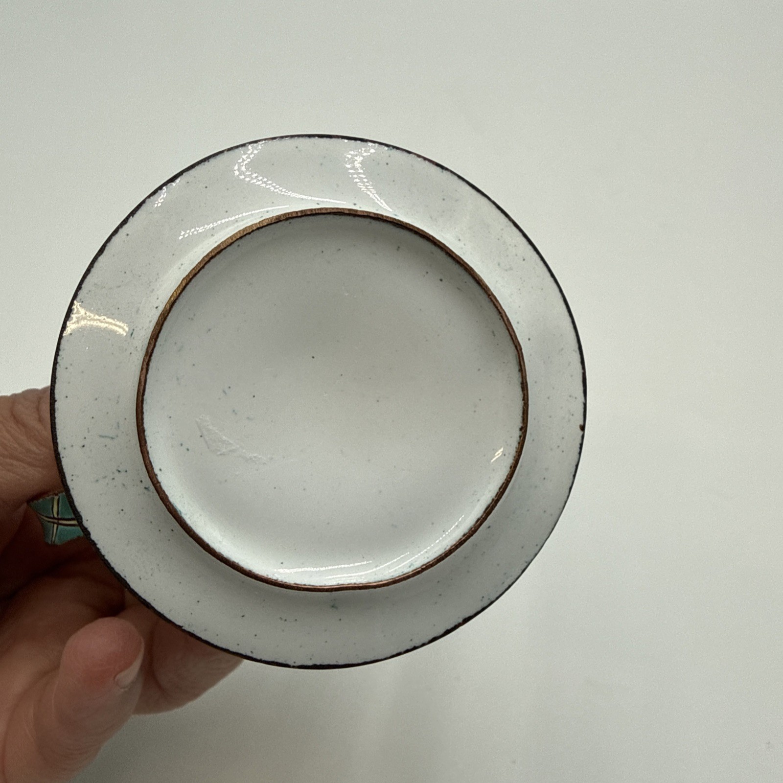 KELVIN CHEN Miniature Teapot 2000 Enameled Copper Rooster Chicken Florals #1852