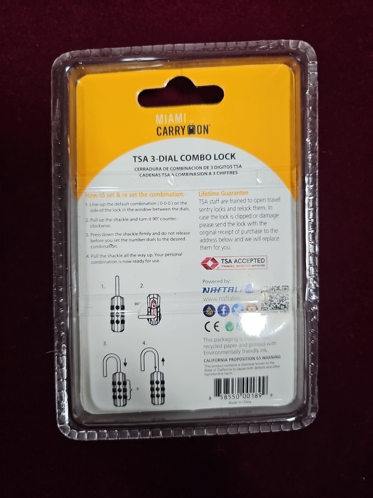 Miami Carry On TSA 3 Dial Combo Lock