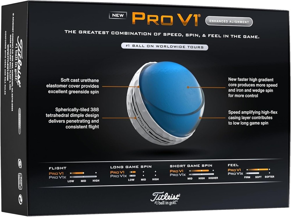 Titleist 2025 Pro V1 Enhanced Alignment Golf Balls One Dozen