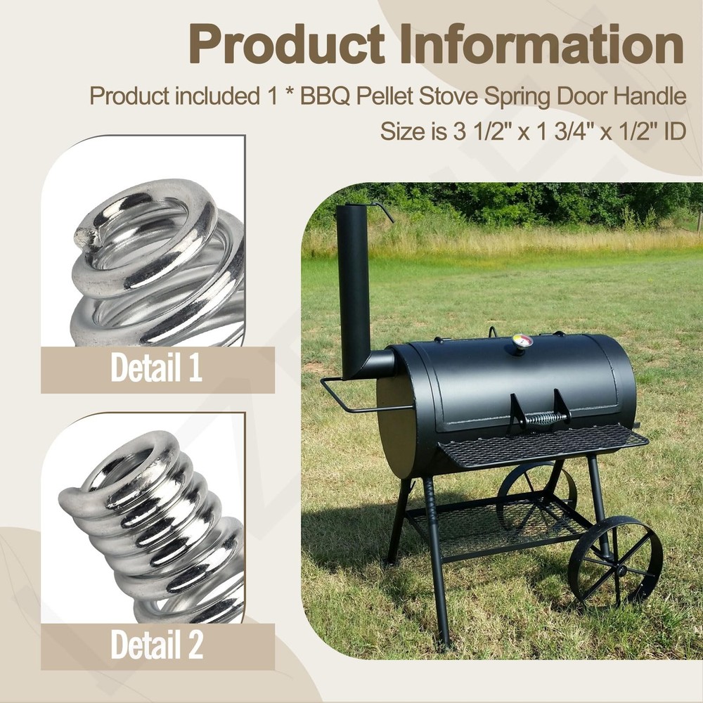 2 Pcs BBQ Pellet Stove Spring Door Handle (Max Diameter: 1-3/4", SILVER