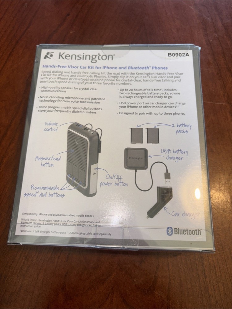 Kensington Hands Free Visor Car Kit For iPhone And Bluetooth Sealed New