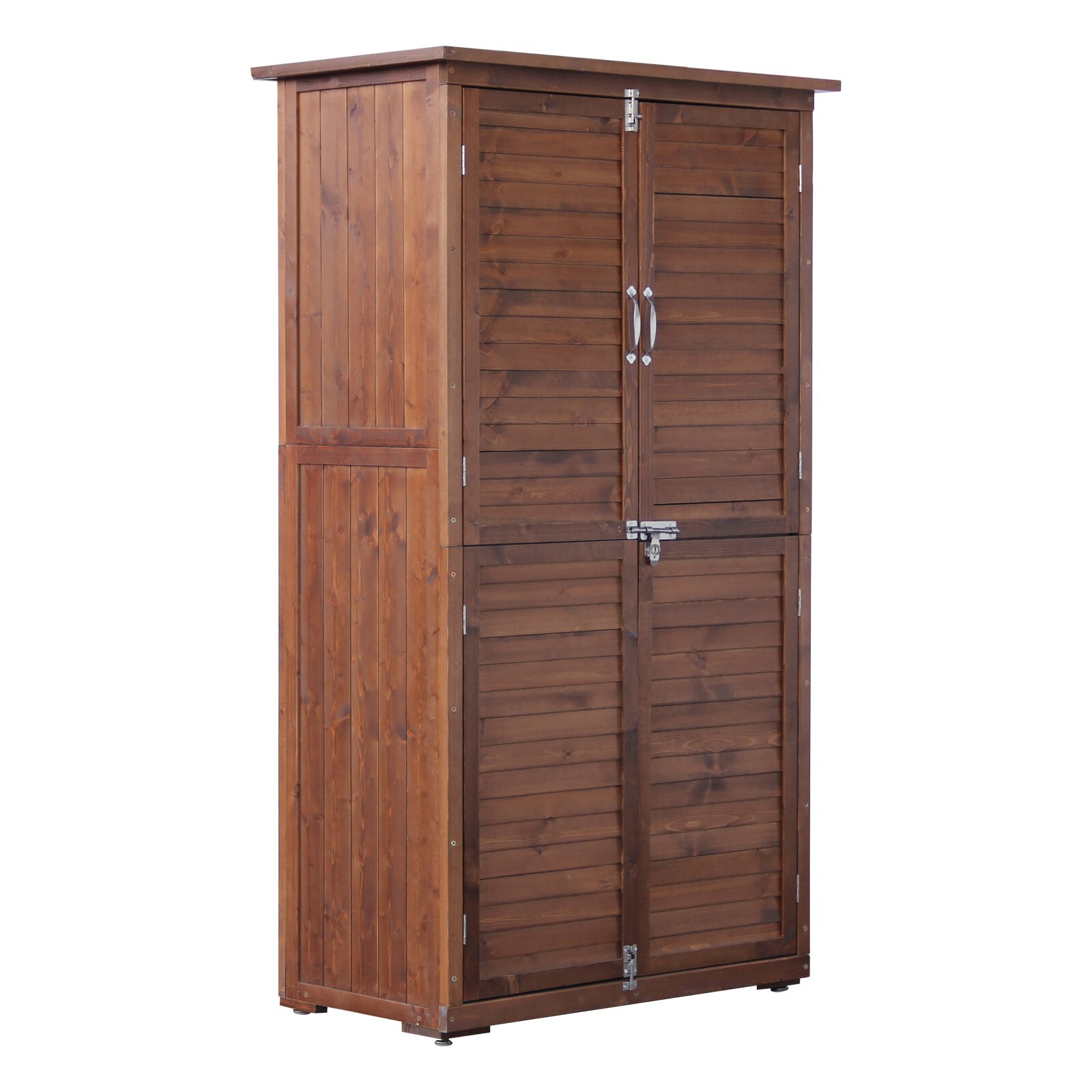 Outdoor Wooden Storage Cabinet with Waterproof PVC Roof
