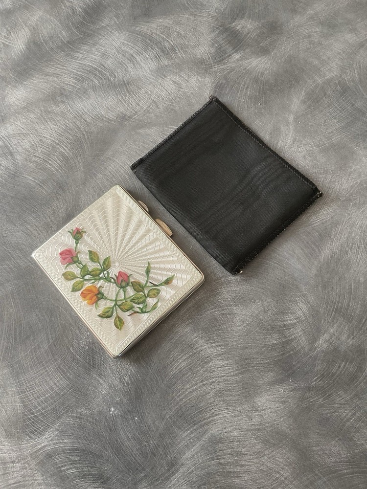 SUPERB SOLID SILVER ENGLISH HALLMARKED ENAMEL CIGARETTE CASE JOSEPH GLOSTER 1950
