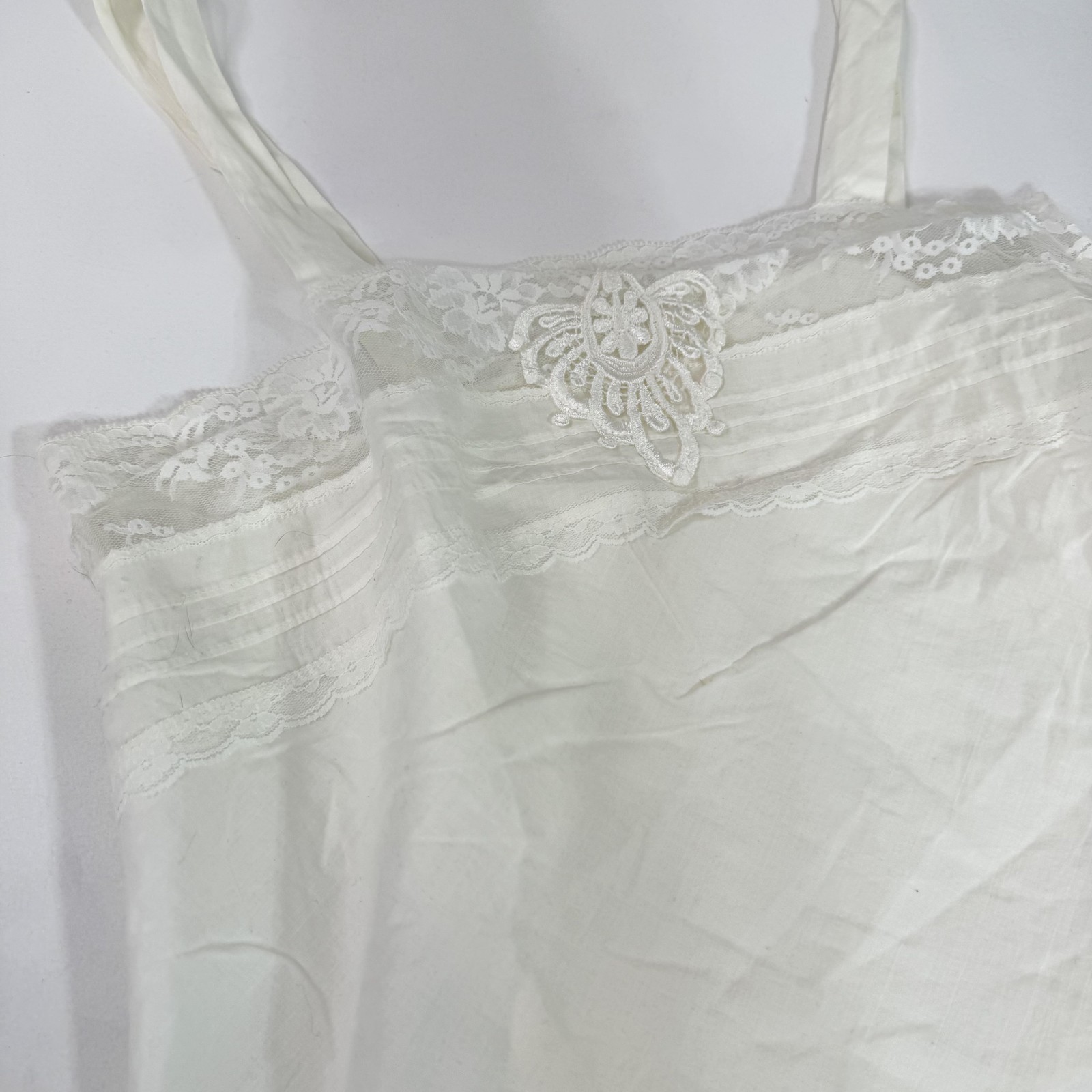 Vintage Lucie Ann II Camisole Womens Large White Lace Trim Tank Made In USA