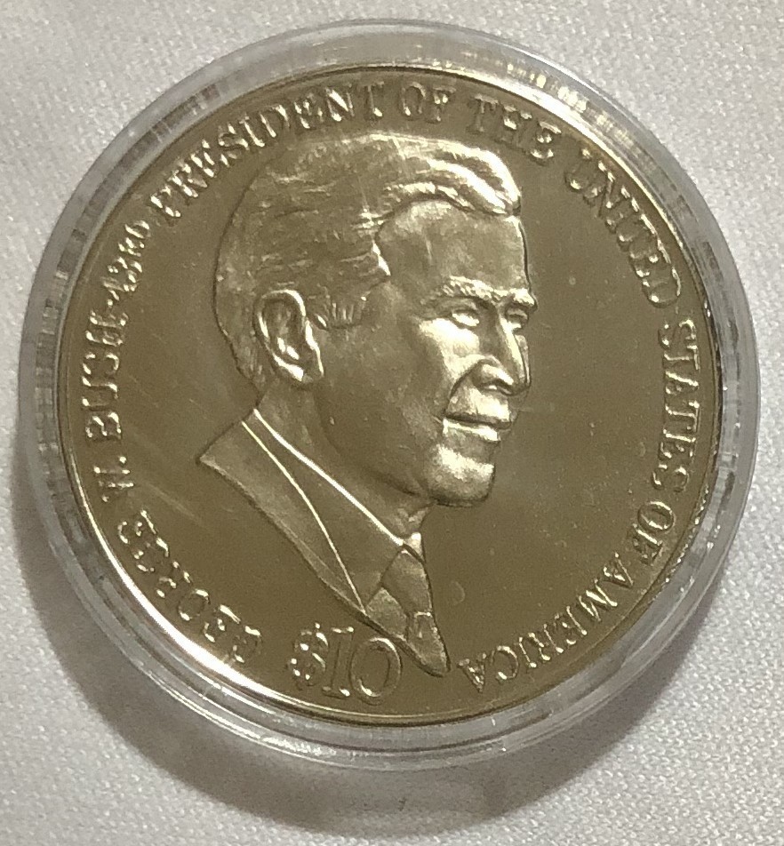 2004 Liberia 10 Dollars $10 UNC Coin President George W. Bush KM 830