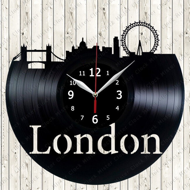 London Vinyl Record Wall Clock Decor Handmade 18