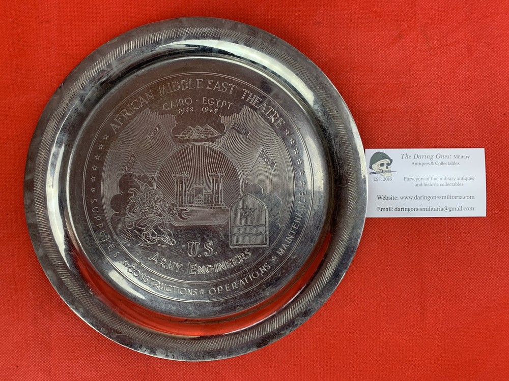 Original WW2 US Army Engineers Engraved Souvenir Plate Service In Africa