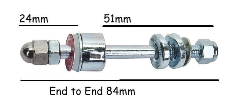 Brake Pivot Bolt for Side Pull Brakes - Complete Assembly - Front or Rear