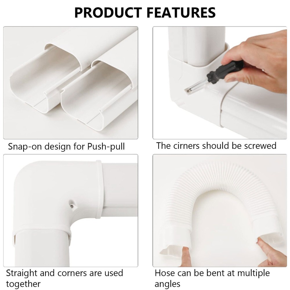 3" x 9.5 Ft PVC Line Set Cover for Mini Split AC Ductless System