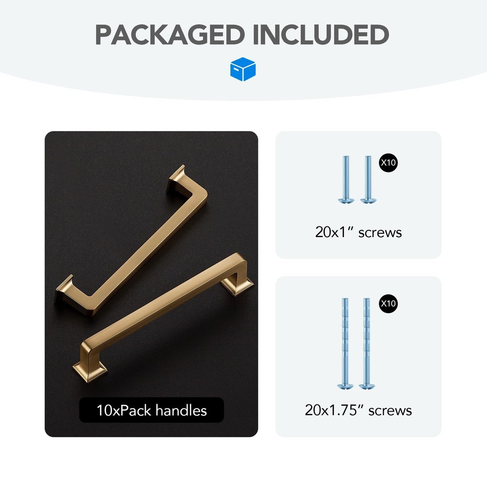 10 Pack 5 Inch Champagne Bronze Cabinet Handles Solid Alloy Pulls for Kitchen...
