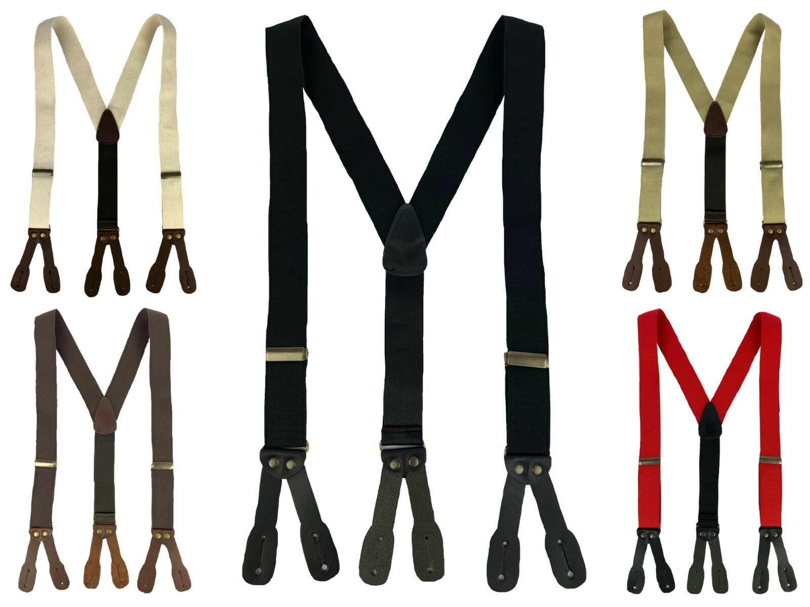 Canvas Old West Y-Back Button End Suspenders in Multiple colors and Sizes