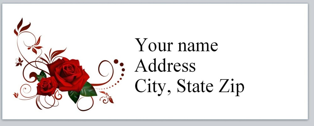 Personalized Address labels Red Roses Border (P 62)