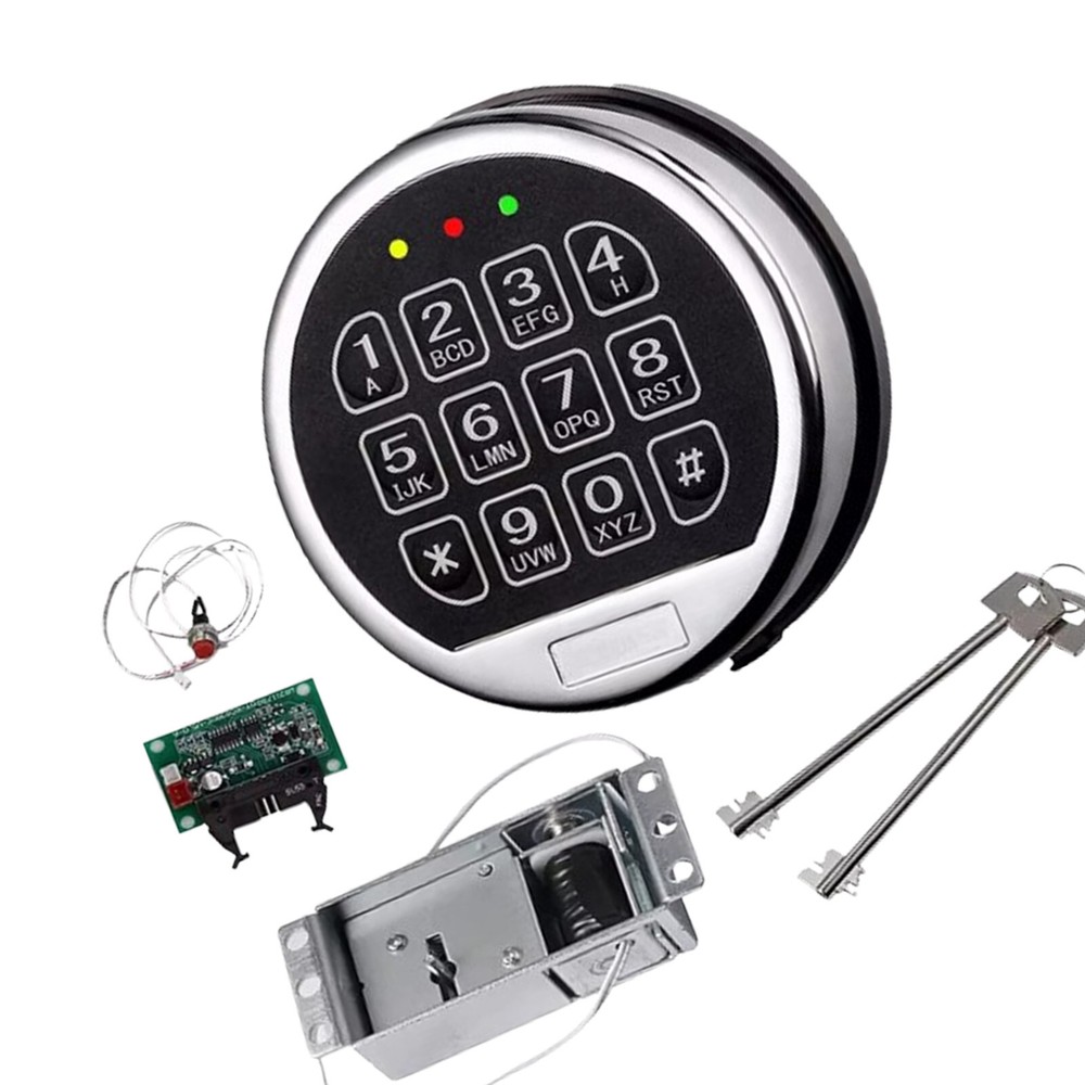 Gun Safe Lock Replacement Solenoid Lock with 2 Master Keys Chrome Digital Keypad