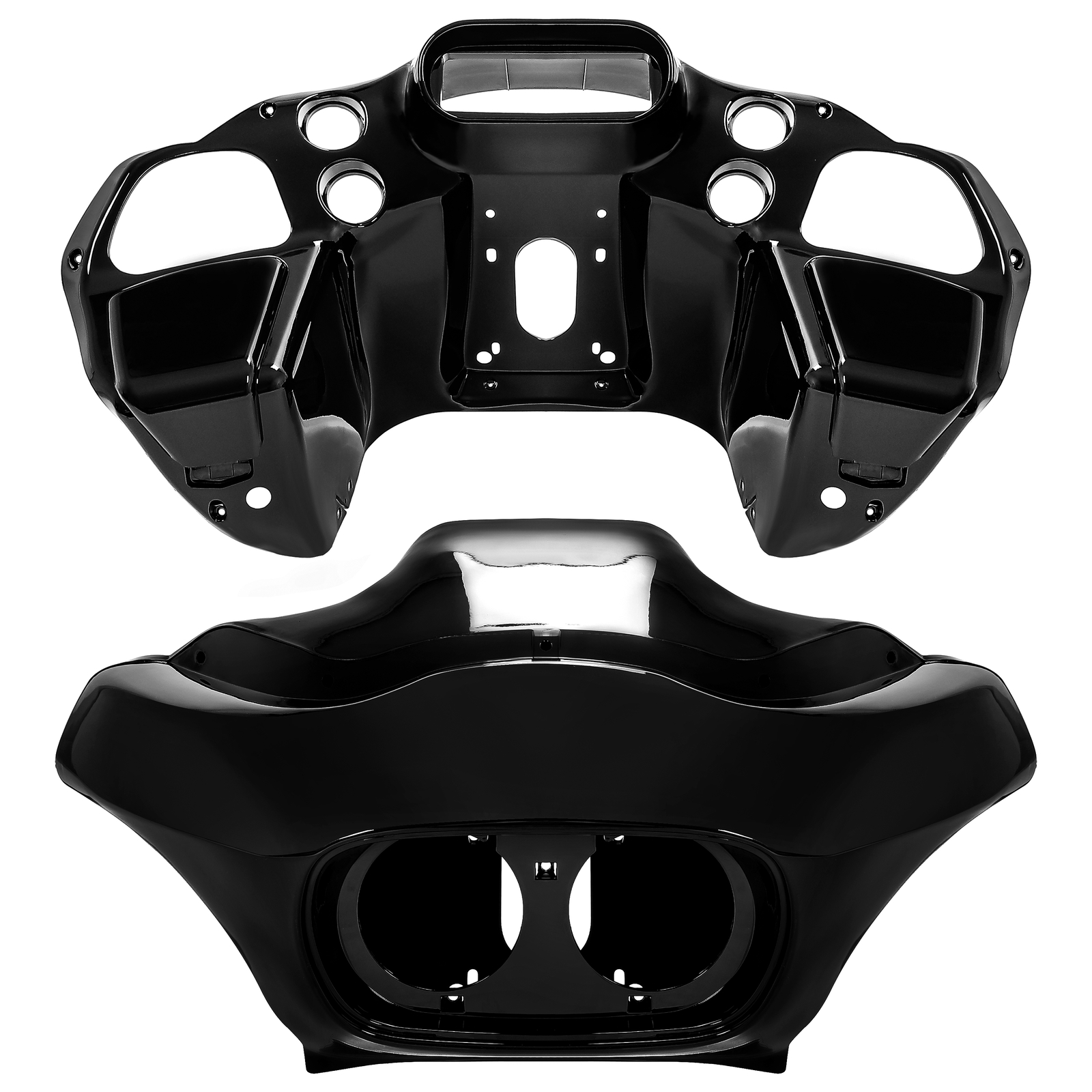 Vivid Black Front Inner Outer Headlight Fairing For Harley Road Glide FLTR 98-13